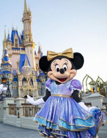 Minnie Mouse en el Castillo de Magic Kingdom. Contacte a Real Family Orlando para Paquetes vacacionales familiares en Orlando, incluyendo entradas, hoteles y transporte.