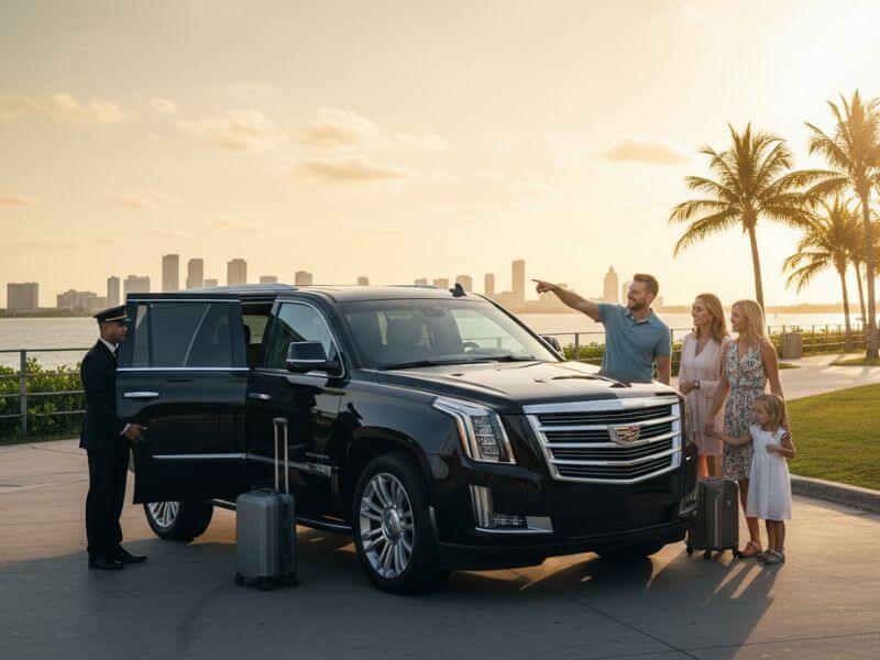 Serviço de tour VIP exclusivo na Flórida, oferecendo transporte privado para excursões em família, com um SUV de luxo. Os Melhores Serviços de Transporte em Orlando​.
